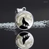 Pendant Necklaces Spherical Necklace Glass Raised Button Decoration Different Wolf Pictures Trendy Fashion Accessories Gifts