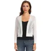 Women's Jackets Formal Cardigan Cropped Open Front Hollowed-out Knitted Casual Tops Solid Outwear Ladies Long Sleeve