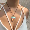 Pendant Necklaces Fashion Hyperbole Punk Big Love Heart For Women Female Hip Hop Rope Beads Chains Necklace Party Jewelry