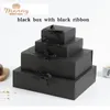 5 pièces / 10 pièces / Lot Boîte-cadeau noir Boîte d'emballage cadeau Blank Kraft Paper Taille personnalisée et modèle d'impression 231227