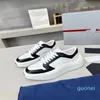 Designer -Sneaker Trainer Sapatos casuais sobreposições de couro plataforma de moda masculino