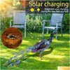 Garden Decorations Solar Lights Peacock Statyes Decoration Outdoor Lamp Hollow Figurine Path Lawn Metal Scpture Tuin Decoratie Jardi DHPTF