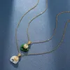 قلادة قلادة Meyrroyu Stainless Steel 2 Color Jade Elephant Necklace for Women chain 2022 Trend Bessing Gift Fashion 211a