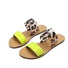 Slippers Rome Snake&leopard Pattern Women 2023 Sandals Flat Summer Beach Shoes Ladies Clear Dazzling Belt Slides Big Size 40/42