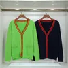 Designer men's sweater V-neck Fried Dough Twists knitting cardigan sweater designer sweater coat women's solid stripe letter coat green 777 R09R15