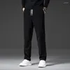 Pantalon pour hommes 2023 Spring Mens Corduroy Casual Taille élastique Business Fashion Pantalon droit Lâche Mâle Noir Kaki Bleu M-5XL