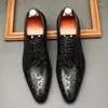 Dress Shoes Luxury Men's Leather Breathable Business Formal Wear Slip Casual Men Printed Work Shoe Y31