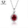 Double-R Classic 925 Silver Pendant Necklace Created Oval Ruby 2 0CT Gemstone Zircon Pendant for Women Wedding Jewelry Y19051602299s