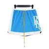 RHUDE Men Breathable Beach Shorts Men Women Casual Mesh Track Breathable Oversize Rhude Shorts Waist Drawstring Shorts