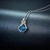 Ciondoli BOEYCJR Argento 925 Design semplice Pietra preziosa colorata naturale Collana con pendente topazio blu Londra per le donne Regalo di anniversario