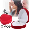 12st Red Heart Shaped Ring Box Jewely Box Case Earrings Display Cases Holder Present Boxes Smycken Förpackning Organiser Bröllop 231227