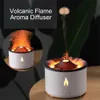 360 ml luftfuktare vulkanisk flamma aromdiffusor Essential Oil USB Portable With Smoke Ring Night Light Lamp Fragrance 231226