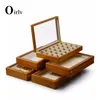 Oirlv Retro Houten Sieradendoos Ring Ketting Armband Vitrine Sieradendoos Transparant Sieraden Organizer Case Voor Vrouwen 231227