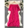Sukienki na ciasto sukienki kobiety elegancka slash szyja solidna wiosenna wiosenna francuska elegancka vestido żeńska wysokiej jakości w stylu towarzyskim kropli w stylu towarzyskim