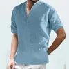 Männer Casual Hemden Männlich Solide Top Hemd Stehkragen Bluse Taste Roll Up Sleeve Lange Mode T Smoking Für männer Slim Fit