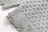 Suéteres femininos 2023 moda casual solto rebite acessórios camisola de malha retro em torno do pescoço manga longa pulôver chique topo