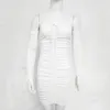 Casual Dresses VOLALO Sexy trägerloses, figurbetontes Mini-Sommerkleid für Damen, kurzärmelig, schulterfrei, plissiert, Verbandmantel