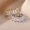 Anéis de cluster na moda zircônia cúbica anel de dedo quadrado para mulheres homens simples declaração costura redonda festa jóias acessórios de escritório