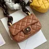 Evening Bags Luxury Designer bag purses Sheepskin Thick Chain Vintage Shoulder Crossbody Bag Peach Wood Strap Women handbags wallet