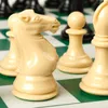 Tournament Chess Set 90% Plastic Filled Chess Pieces and Green Roll-up Vinyl Chess Board Game 231227