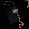 Pendant Necklaces Light Luxury Rhinestone Flower Long Tassel Sweater Chain Necklace For Women Fashion Accessories