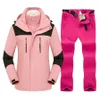 Combinaison de Ski d'hiver femmes coupe-vent imperméable 3 en 1 vestes en peluche pantalons chauds résistant à l'usure ensemble de Ski femme Snowboard neige Costumes 231227