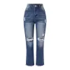 Femmes Button Pantmer High Taist Pant Jeans Femmes Femmes hautes Pocket Pocket Elastic Jeans Pantalons denim Loose Denim Denim pour femmes