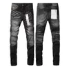 Mens Jeans Man Pants Designer Black Skinny Stickers Light Wash Ripped Motorcycle Rock Revival Joggers True Religions Men 709