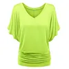 Dames T-shirts Mode Top Plus Size Vrouwen V-hals Effen Zoom Mouw Los Batwing T-shirt Vouw Dames Oversized Tops Leraar