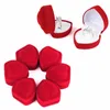 12st Red Heart Shaped Ring Box Jewely Box Case Earrings Display Cases Holder Present Boxes Smycken Förpackning Organiser Bröllop 231227