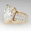 Choucong 2024 Anillos de boda Joyería de lujo 10KT Relleno de oro Gran gota de agua Corte de pera 3A Cubic Zircon Hecho a mano CZ Diamond Party Mujeres Compromiso Anillo nupcial Regalo