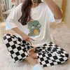 023 Bahar Sevimli Pijama Seti Salonu Giyim Pijamaları Kadın Uzun Kollu Geniş Bacak Pijama Seti Kadın 2 Parçası 231226