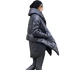 Couro 2022 nova moda senhoras para baixo acolchoado capa designer europeu assimétrico longo casaco de inverno feminino parka