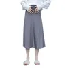衣類0229＃2021秋の韓国ファッションマタニティスカート妊娠中の妊娠のためのゆるい弾性ウエストベリースカート服妊娠