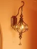 Wall Lamp American Retro Living Room Creative Lantern Crystal Sconce Bedroom Bedside Balcony Aisle Stair Light Fixture