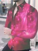 Chemises habillées pour hommes Mode Musique Chemise colorée Casual Bouton d'extérieur à manches longues Revers Plus Taille Doux Confortable Fête Festival