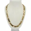 Mäns 10mm italiensk Figaro Link Chain Necklace 14K Guldpläterad 24 329w