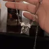 Girocollo di lusso colorato zircone cubico collana con pendente a farfalla per le donne regalo di gioielli con ciondolo a forma di cuore con strass di cristallo lucido