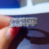 Alyans Baguette Cut Lab Diamond Promise Halkası 925 STERLING Gümüş Nişan Bandı Kadınlar Gelin Güzel Partisi Takı Hediye318a