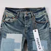 Jeans de grife jeans roxos Men calças vintage Padrão de ponto de luxo masculino Pontos de tinta design punk calça jeans de marca roxa