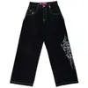 Jnco Jeans Y2K Mens Mens Hip Hop Dice Dice Графические вышитые мешковатые джинсы ретро синие брюки Harajuku Gothic с высокой талией широкие брюки H7