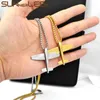 Colliers pendants Sunnerlees Bijoux Collier en acier inoxydable Couleur en argent Gold Airplane Modèle de liaison chaîne pour hommes Femmes Gift Sp68