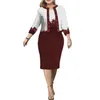 Casual Dresses Formal Cardigan Coat Plus Size Lady Summer Spring Outfit Sheath Knee Length Party Dress Set Female Clothes