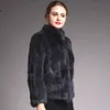 Manteau de fourrure de lapin naturel femmes veste d'hiver en cuir véritable et fourrure promotion vêtements femme en offre avec le froid 231226