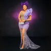 Abiti da ballo Aso Ebi taglie forti per occasioni speciali Lavanda Sirena Illusion Abiti da sera con spacco alto Abiti da festa di compleanno Abito di gala di fidanzamento ST711