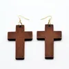 Orecchini a croce in legno naturale con lampadario pendente per gioielli di fede alla moda da donna intero224k