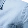 Men's Casual Shirts Denim For Fashion Fall Long Sleeve Blue Shirt Slim Button Cardigan Clothes 2023