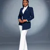 Frauen Zweiteilige Hosen Marineblau Frauen Blazer Sets Anzüge Maßgeschneiderte Kleidung Für Dame Party Prom Tragen Conjuntos Para Mujeres 2 Piezas