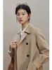 Ziqiao Classic Style Double-Sided Cashmere Wool Coat for Women Winter Double-Breasted High-End Mid-Längd Woolen Coats 231227