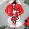 Men's Casual Shirts Summer 3D Merry Christmas Printing & Blouses Gift Reindeer Graphic Shirt Hawaiian Men Tops